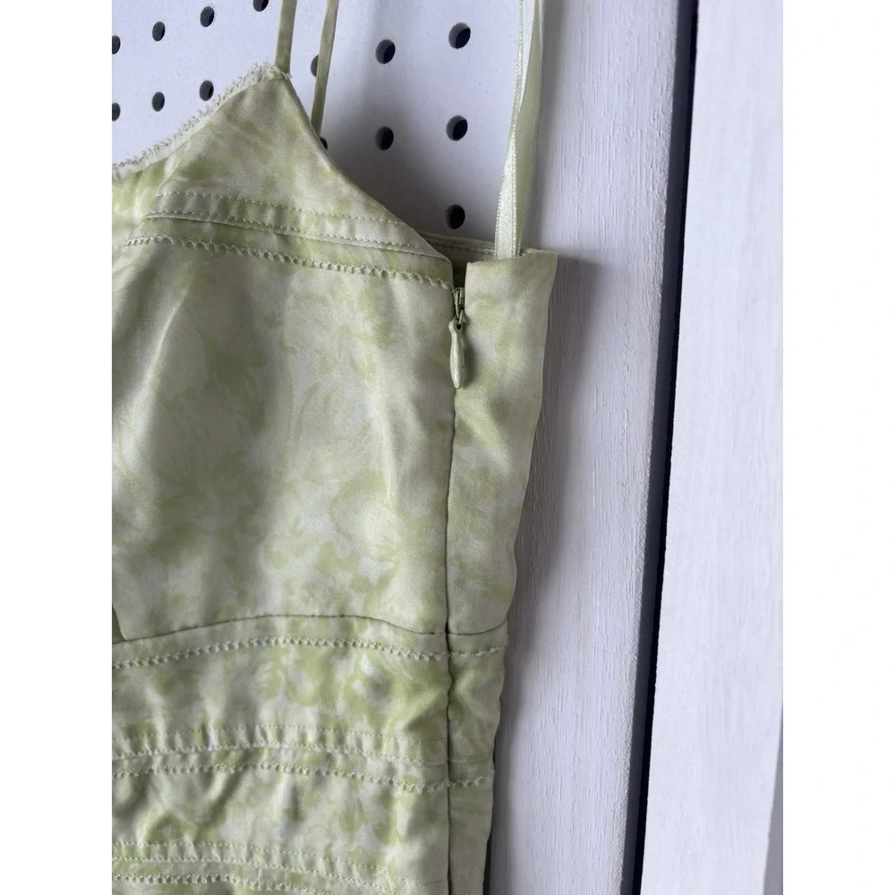 LOFT Women's 6 Light Green Floral Silk Sundress Square‎ Neck Strappy Lined